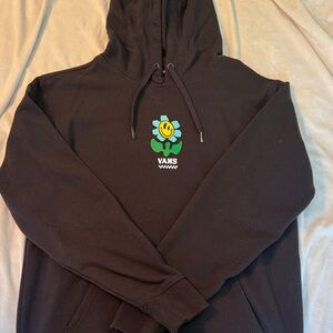 Vans Black Crewneck Hoodie with Smiley Flower Graphic